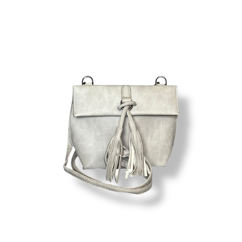 𝐄𝐂𝐎𝐒𝐒𝐄 Light Grey Crossbody Bag with Tassel detail